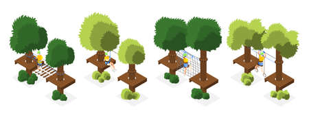 Rope Park Isometric Compositionのイラスト素材