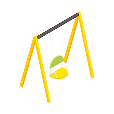 Kindergarten Swing Isometric Compositionのイラスト素材