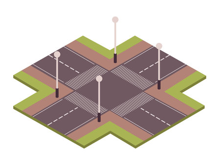 Isometric Uncontrolled Intersection Compositionのイラスト素材