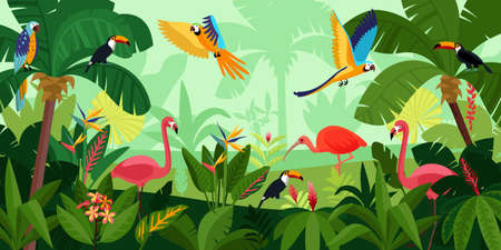 Flat Jungle Compositionのイラスト素材