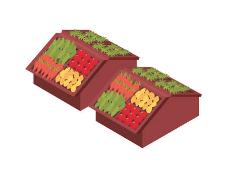 Supermarket Grocery Shelves Compositionのイラスト素材