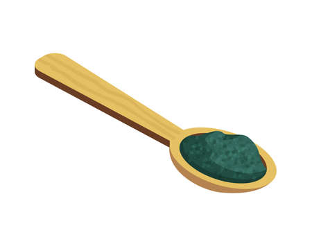 Spoon Of Spirulina Compositionのイラスト素材