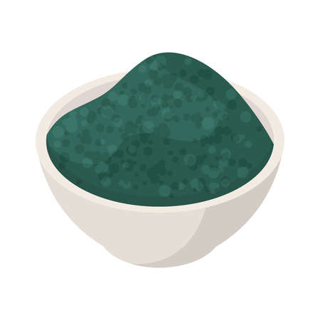 Spirulina Powder Dish Compositionのイラスト素材