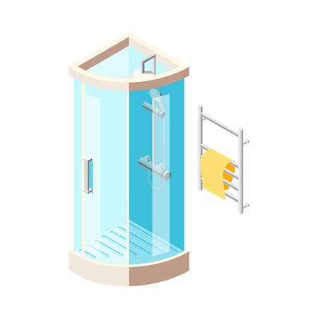 Isometric Shower Cabinのイラスト素材