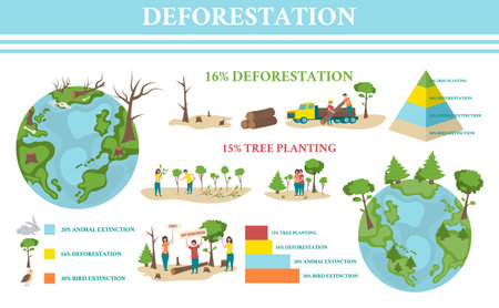 Deforestation Infographic Setのイラスト素材