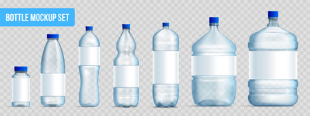 Plastic Bottle Mockup Realistic Setのイラスト素材