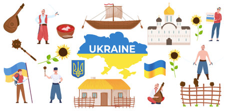 Ukraine Flat Setのイラスト素材