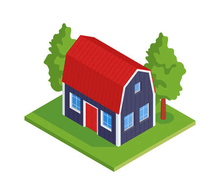 Isometric Cottage Iconのイラスト素材