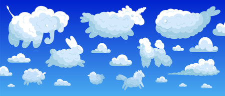 White Animal Clouds Icon Setのイラスト素材