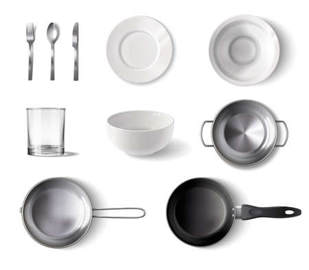 Dishware Realistic Setのイラスト素材