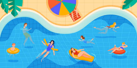 Swimming Pool Colored Compositionのイラスト素材