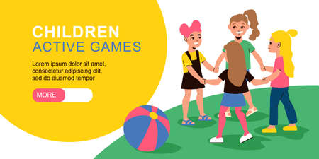 Children Active Games Bannerのイラスト素材