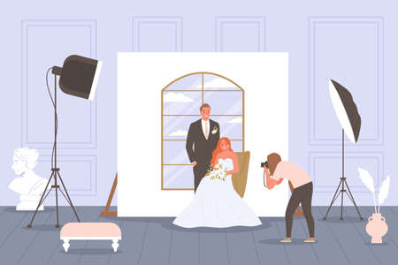 Wedding Ceremony Photoshoot Compositionのイラスト素材