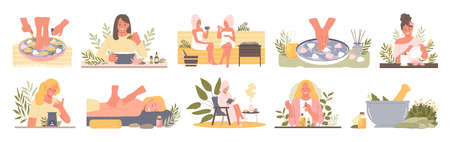 Aromatherapy Flat Icons Setのイラスト素材