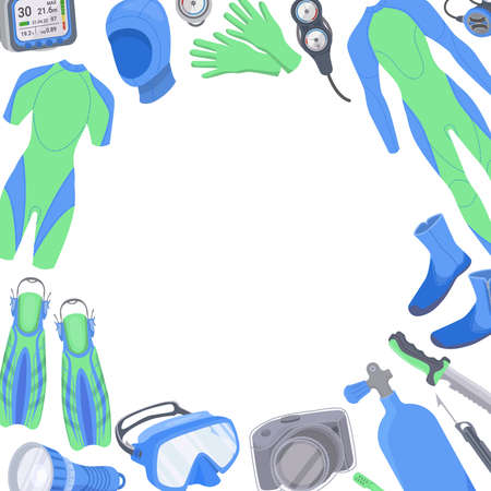 Diving Equipment Border Compositionのイラスト素材