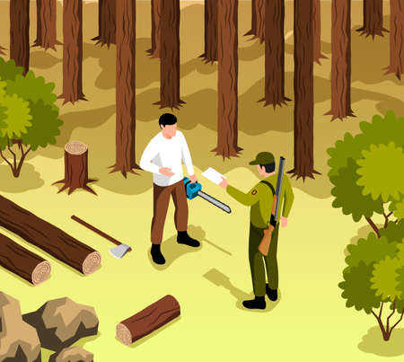 Isometric Forester Illustrationのイラスト素材