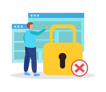 Locked Computer Windows Compositionのイラスト素材