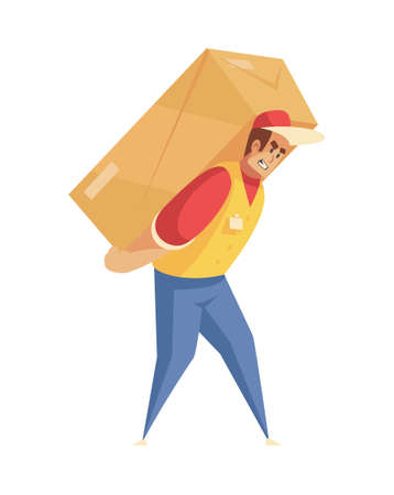Carrying Heavy Box Compositionのイラスト素材