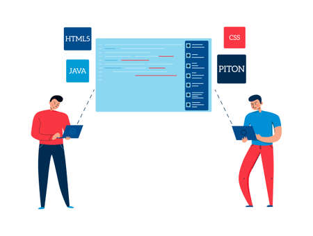 Programmers Submitting Code Compositionのイラスト素材