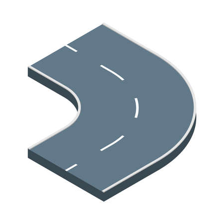 Road Turn Isometric Compositionのイラスト素材