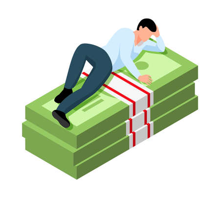 Sleeping On Cash Compositionのイラスト素材