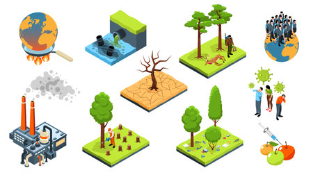 Isometric Global Environment Problemsのイラスト素材