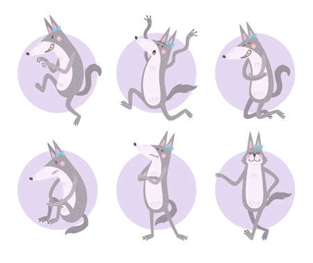 Cartoon Wolf Setのイラスト素材