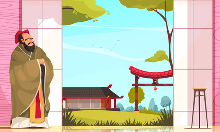 Confucius Flat Backgroundのイラスト素材
