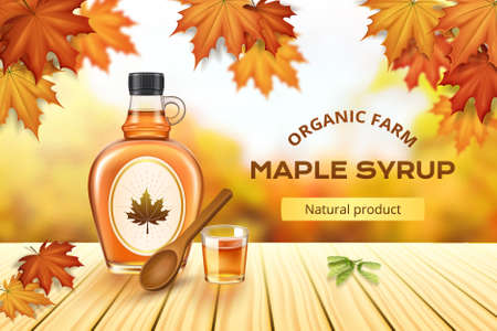 Maple Syrup Realistic Compositionのイラスト素材