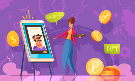 NFT Flat Vector Illustrationのイラスト素材