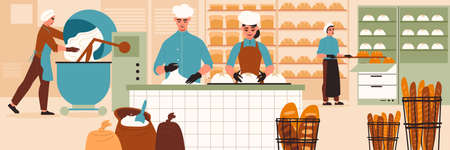 Bakery Production Colored Compositionのイラスト素材