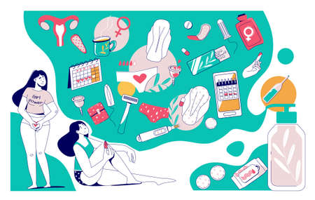 Feminine Hygiene Icons Composition
