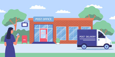 Post Office Delivery Colored Compositionのイラスト素材