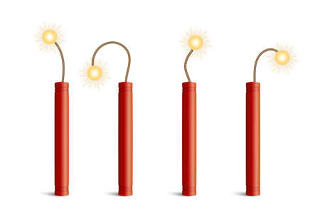 Dynamite Sticks Realistic Setのイラスト素材