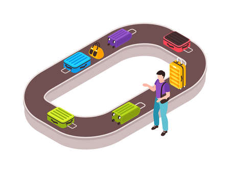 Airport Baggage Conveyor Compositionのイラスト素材