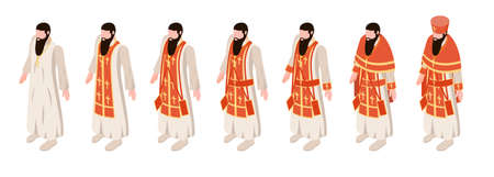 Orthodox Christian Isometric Setのイラスト素材