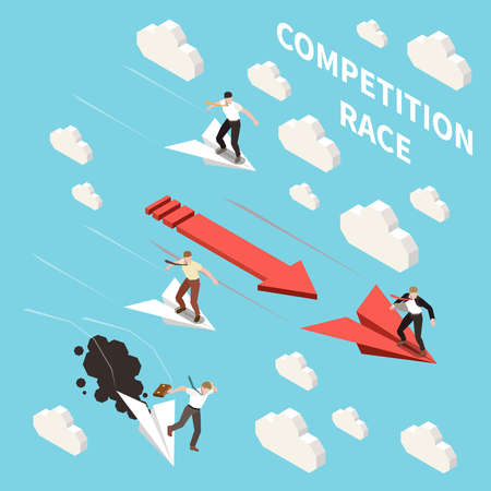 Business Competition Isometric Illustrationのイラスト素材