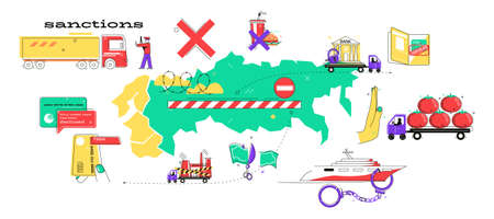 State Sanctions Flat Compositionのイラスト素材
