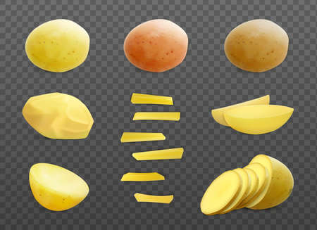 Realistic Potatoes Transparent Setのイラスト素材