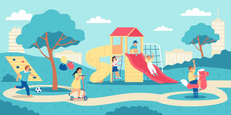Children Playground Colored Compositionのイラスト素材