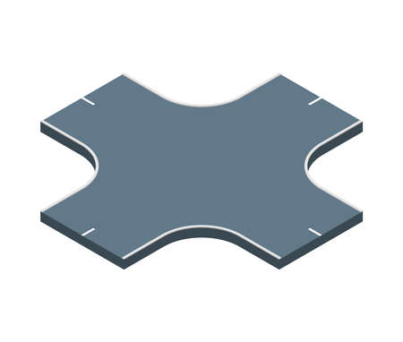 Road Intersection Isometric Compositionのイラスト素材