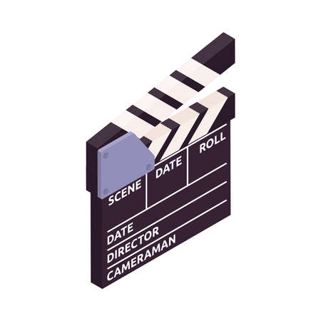 Cinema Clapper Isometric Compositionのイラスト素材