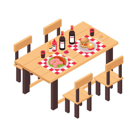 BBQ Party Table Compositionのイラスト素材