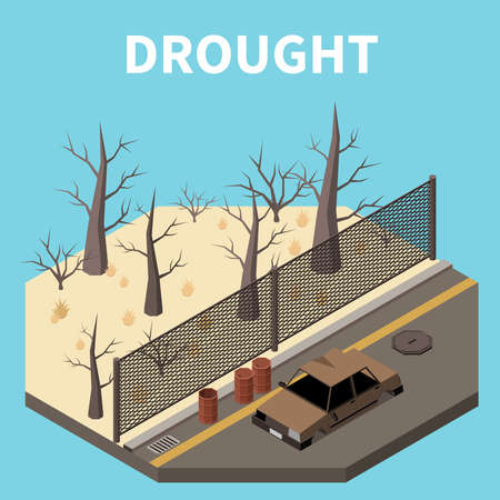 Drought Isometric Backgroundのイラスト素材