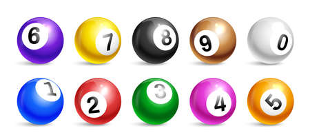 Realistic Bingo Lotto Balls Icon Setのイラスト素材