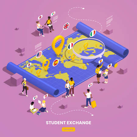 Global Students Exchange Compositionのイラスト素材
