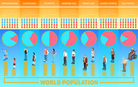 World Population Isometric Infographicsのイラスト素材