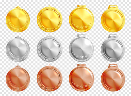 Realistic Medallions Transparent Setのイラスト素材