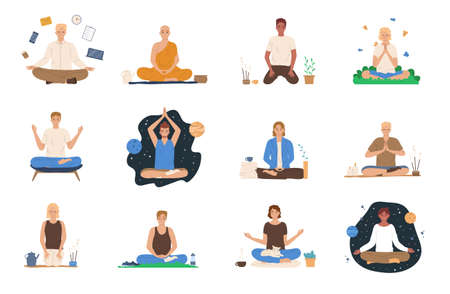Mindfulness Meditation Setのイラスト素材