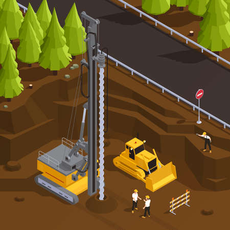 Isometric Well Drilling Illustrationのイラスト素材